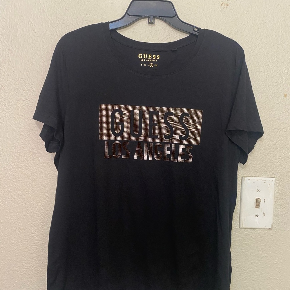 Guess Black Tee with Gold Logo